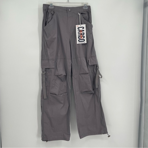 YMI Women’s MID RISE ALL DAY CARGO PANTS Gray COTTON NWT size S Drawstring hem - Picture 10 of 10